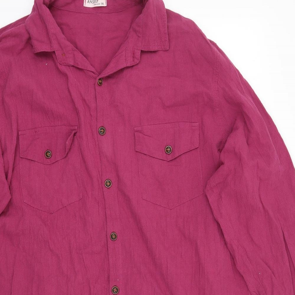 Anself Womens Pink   Basic Button-Up Size 4XL