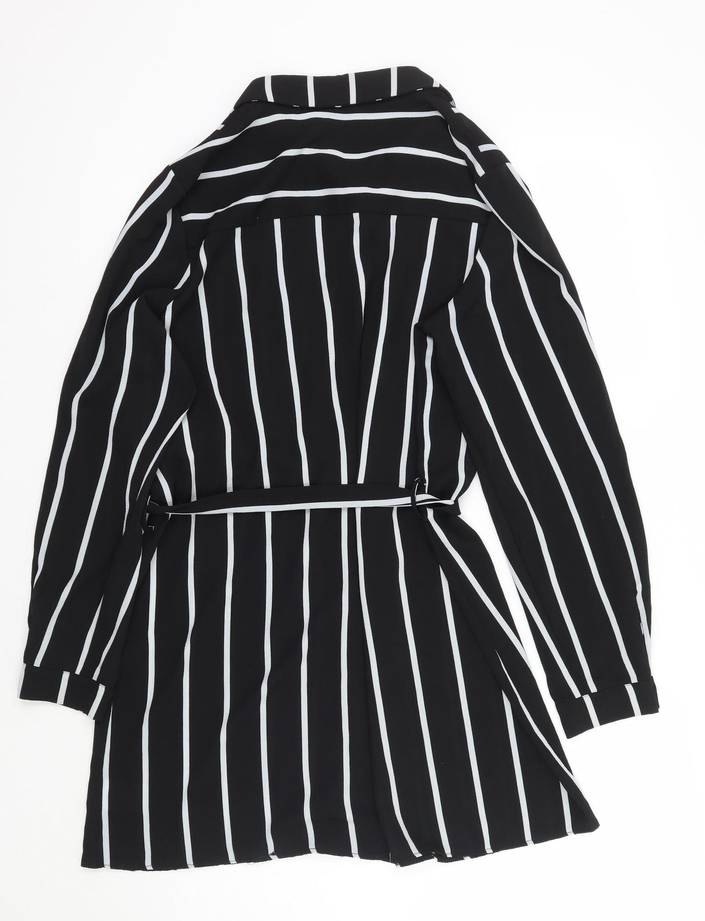 Quiz Womens Black Striped  Basic Button-Up Size 14