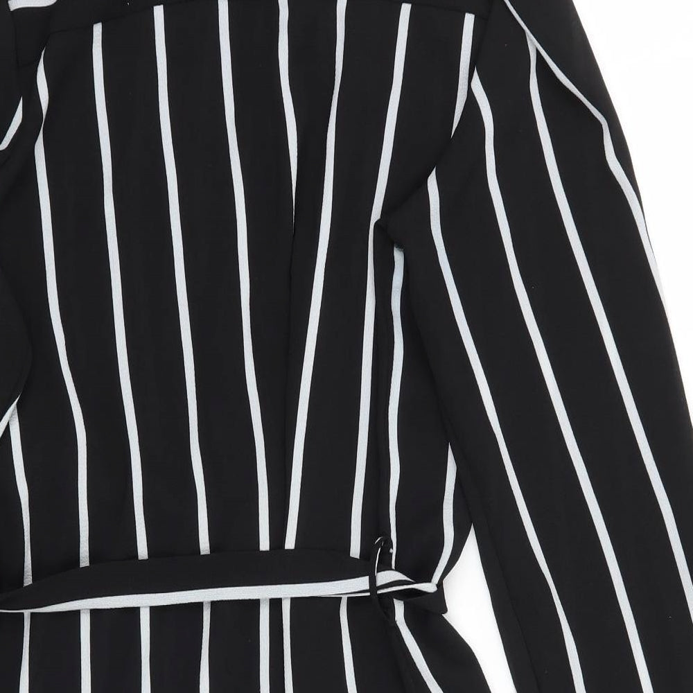 Quiz Womens Black Striped  Basic Button-Up Size 14