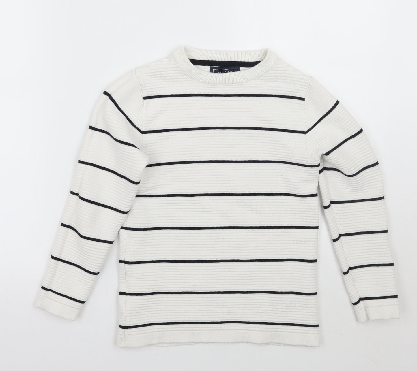 NEXT Boys White Striped  Pullover Jumper Size 7 Years