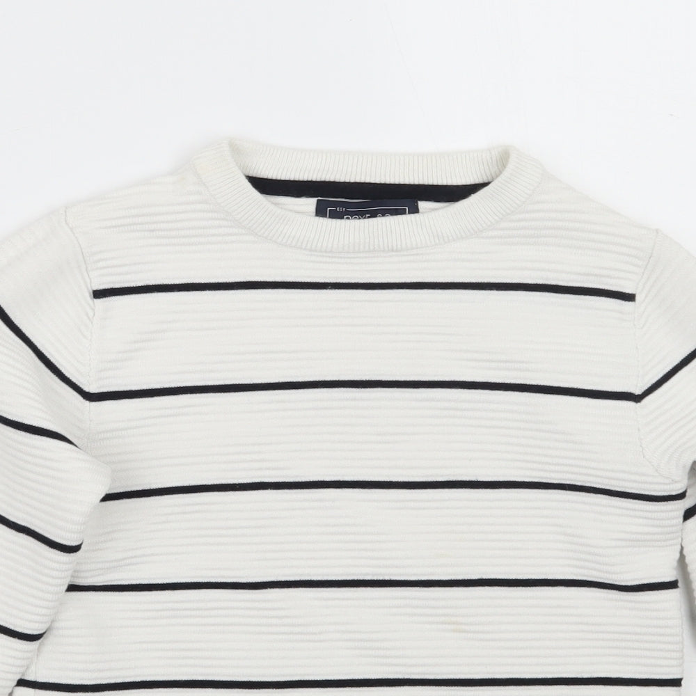 NEXT Boys White Striped  Pullover Jumper Size 7 Years