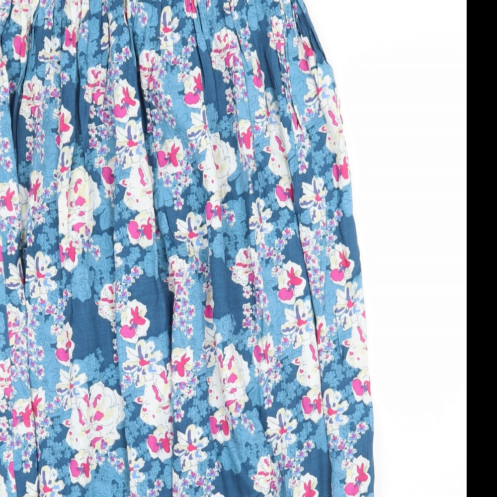 Peacocks Womens Blue Floral  A-Line Skirt Size 12