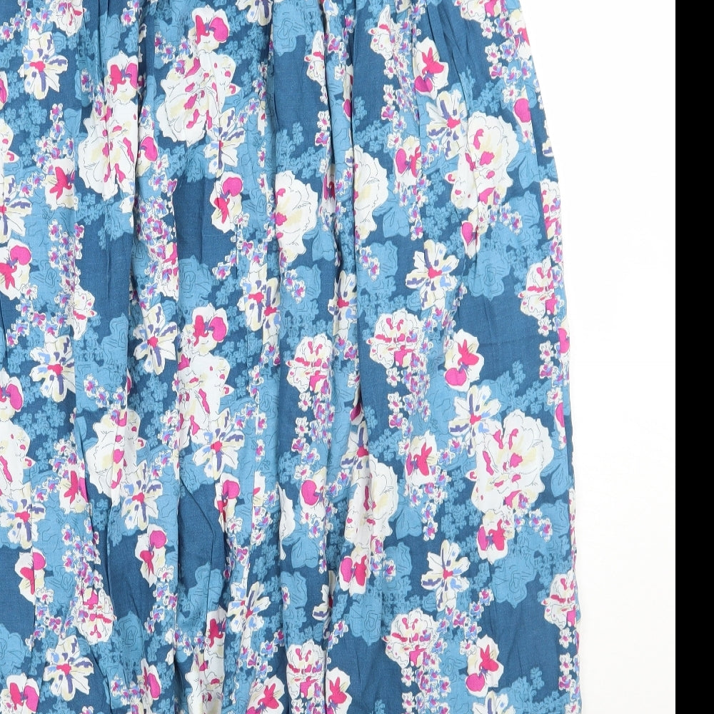 Peacocks Womens Blue Floral  A-Line Skirt Size 12