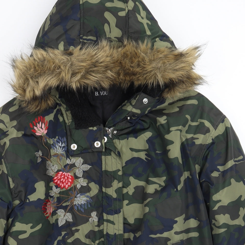 Beyou Womens Green Camouflage  Jacket Coat Size 16
