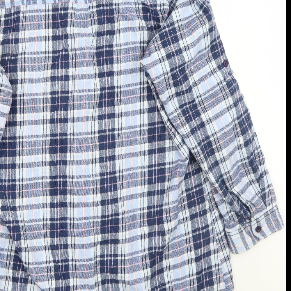 F&F Womens Blue Check  Basic Button-Up Size 16