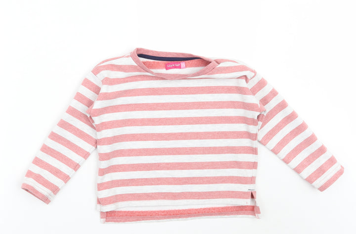 Lily & dan Boys White Striped Pullover Jumper Size 5-6 Years