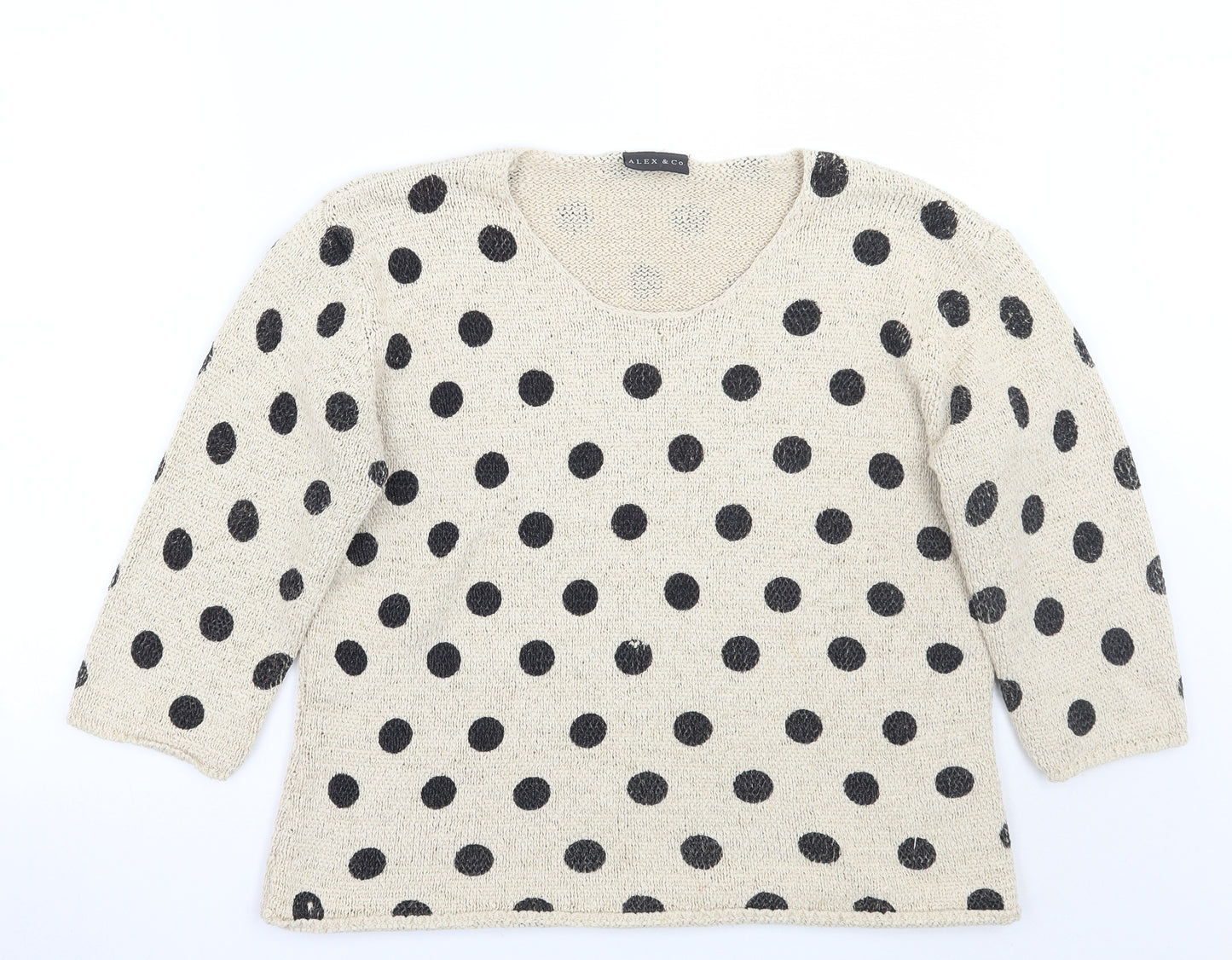 Alex & co  Womens Beige Polka Dot  Pullover Jumper Size 20