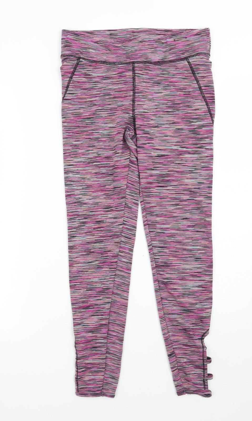 F&F Womens Pink Striped  Capri Leggings Size S L24 in