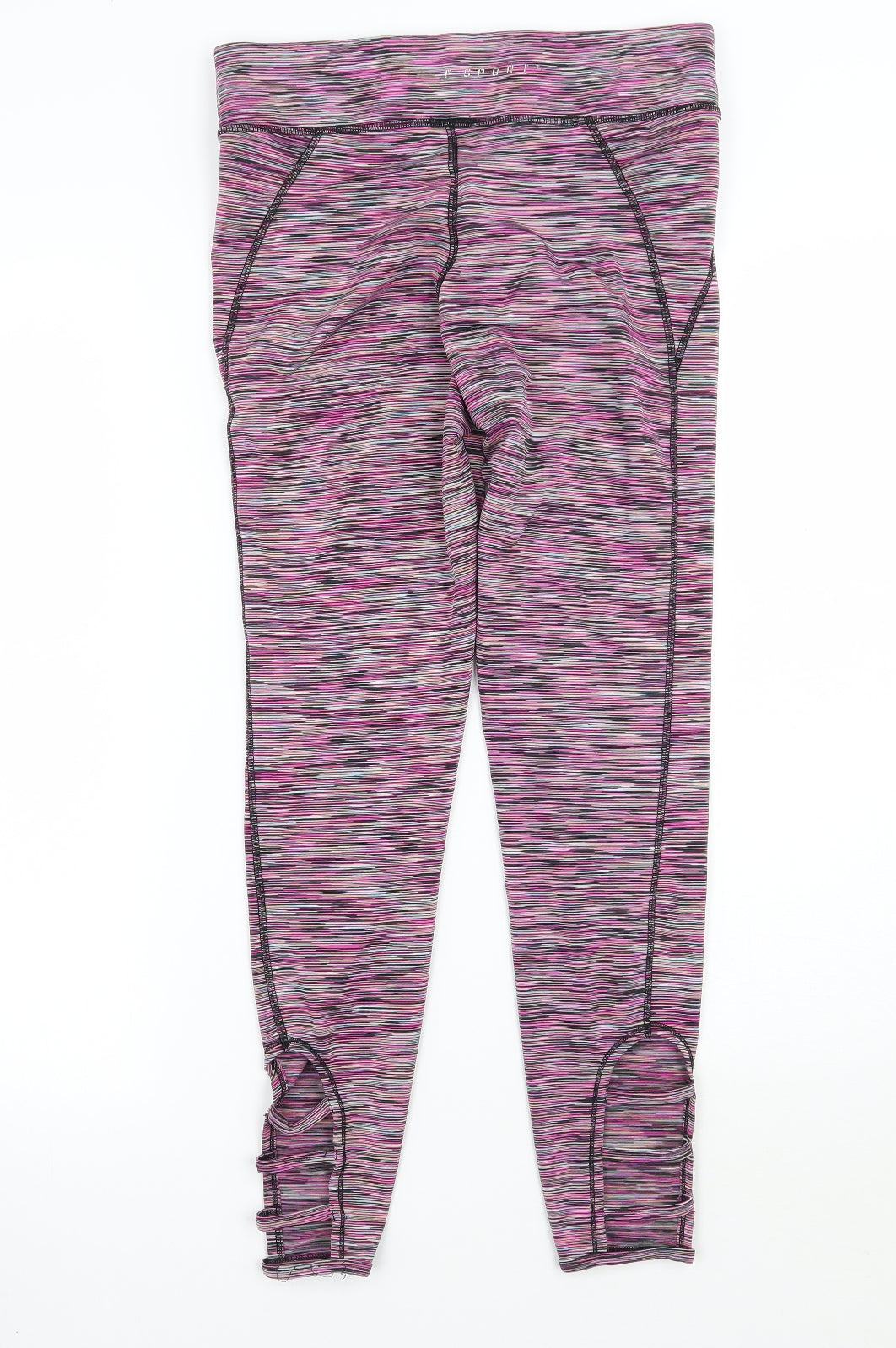 F&F Womens Pink Striped  Capri Leggings Size S L24 in