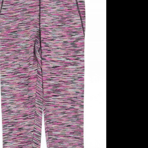 F&F Womens Pink Striped  Capri Leggings Size S L24 in