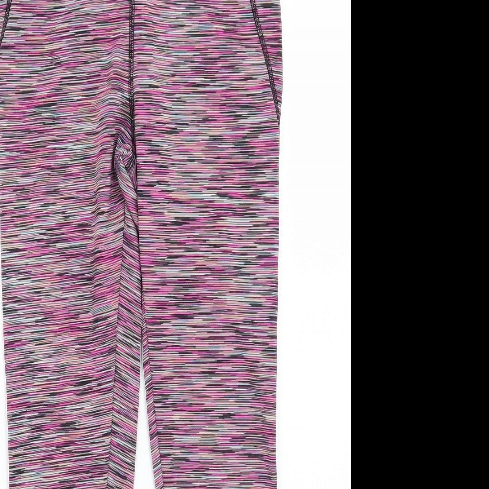 F&F Womens Pink Striped  Capri Leggings Size S L24 in