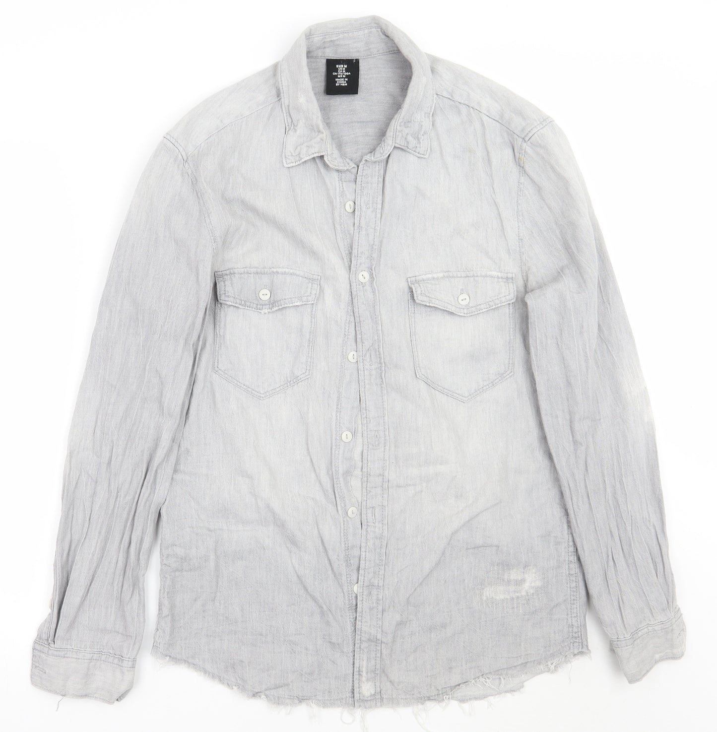 H&M Mens Grey    Button-Up Size M