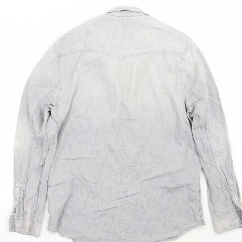 H&M Mens Grey    Button-Up Size M