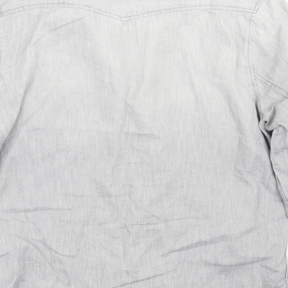 H&M Mens Grey    Button-Up Size M