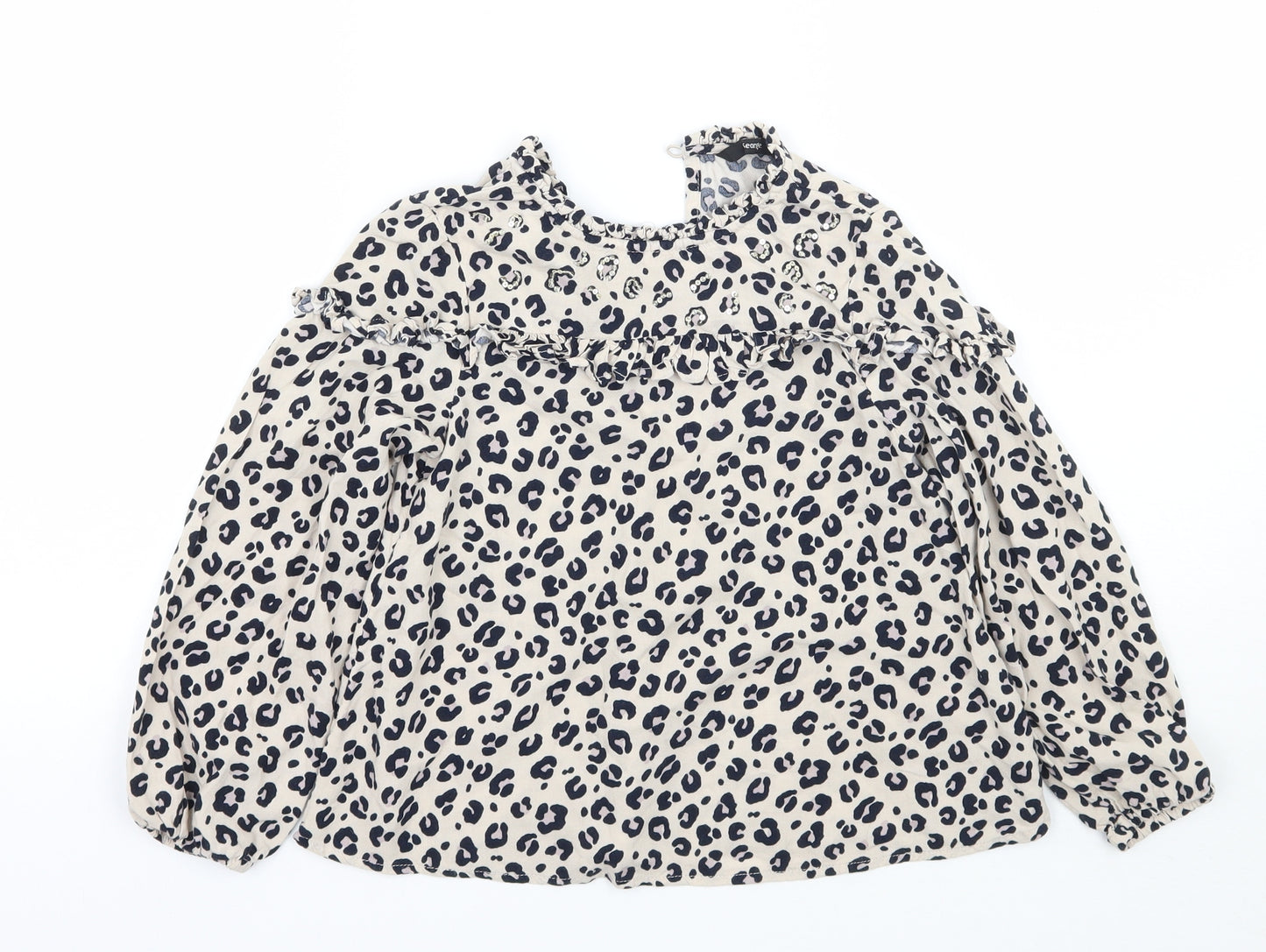 George Girls Beige Animal Print  Basic Blouse Size 6-7 Years