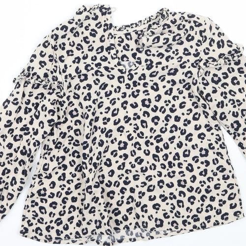 George Girls Beige Animal Print  Basic Blouse Size 6-7 Years