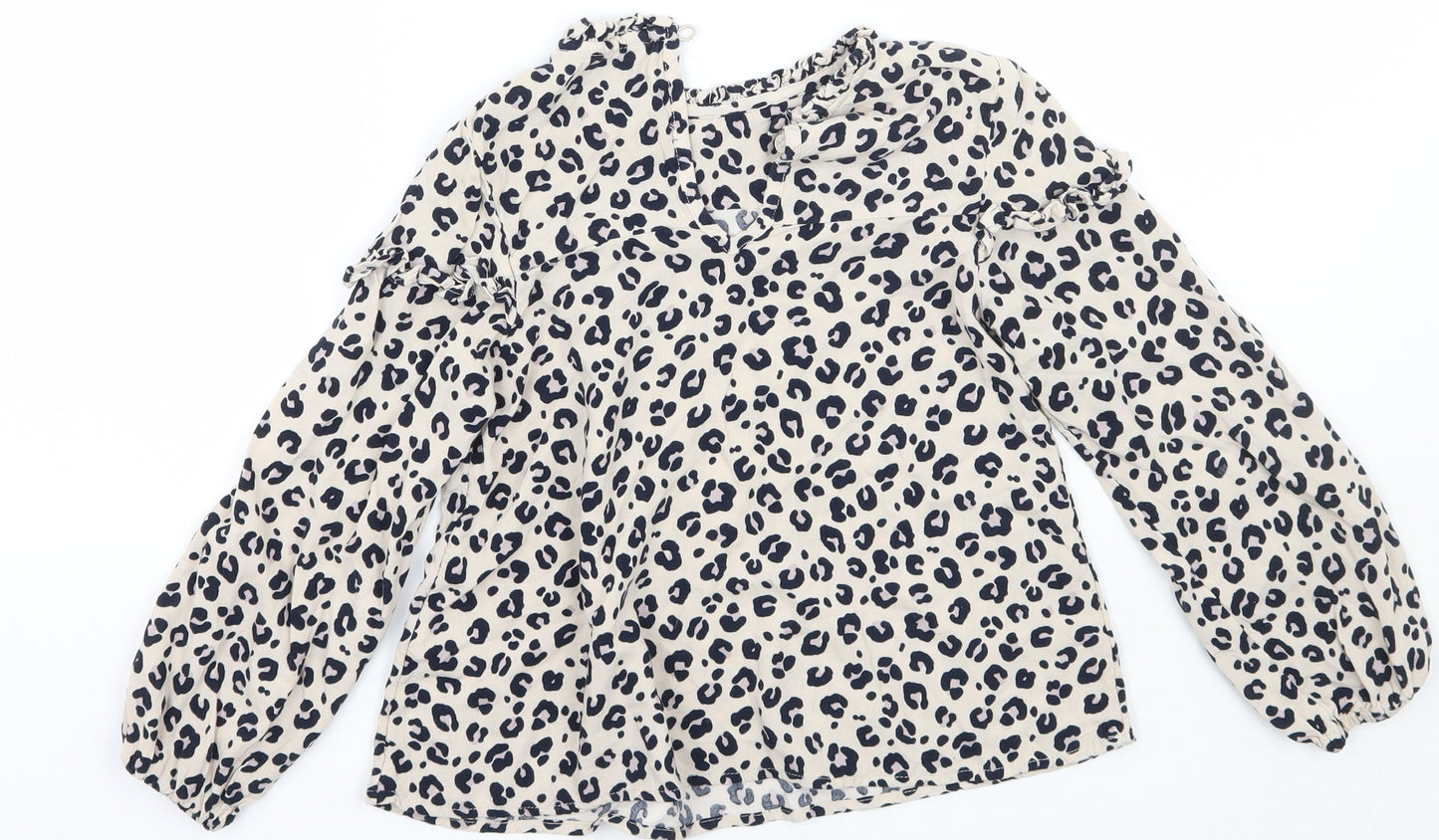 George Girls Beige Animal Print  Basic Blouse Size 6-7 Years