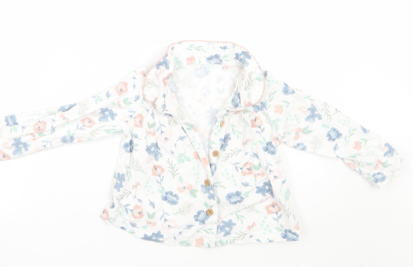 TU Girls White Floral  Basic Button-Up Size 12-18 Months