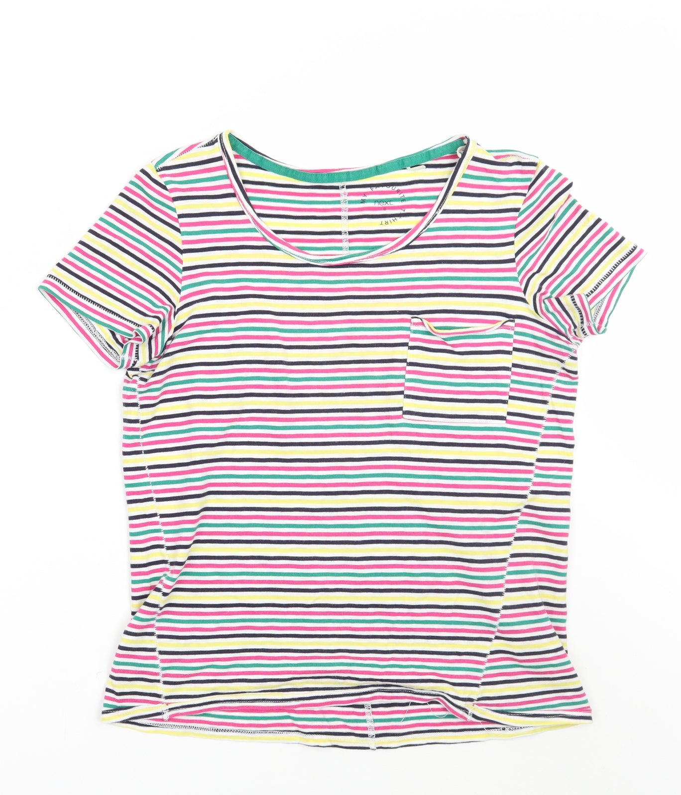 NEXT Womens White Striped  Basic T-Shirt Size 8