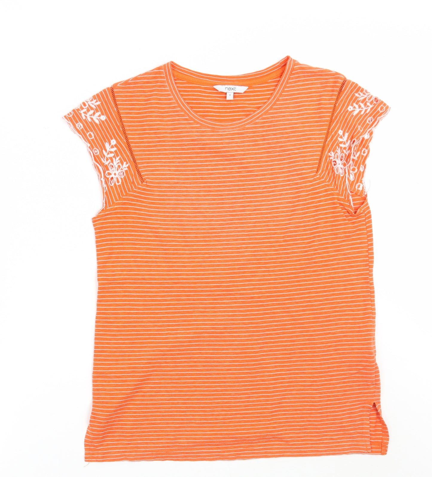 NEXT Womens Orange Striped  Basic T-Shirt Size 8