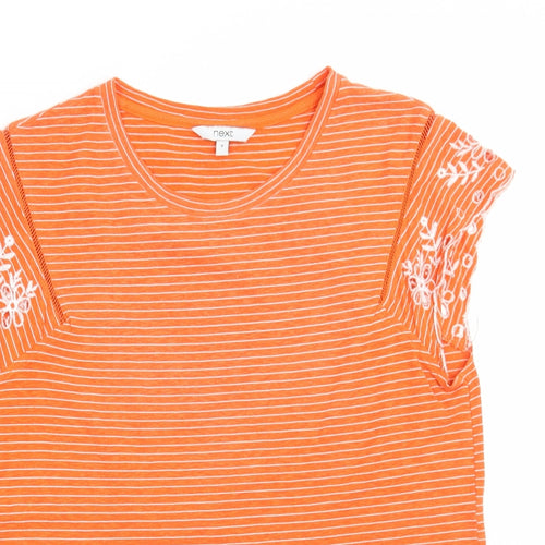 NEXT Womens Orange Striped  Basic T-Shirt Size 8