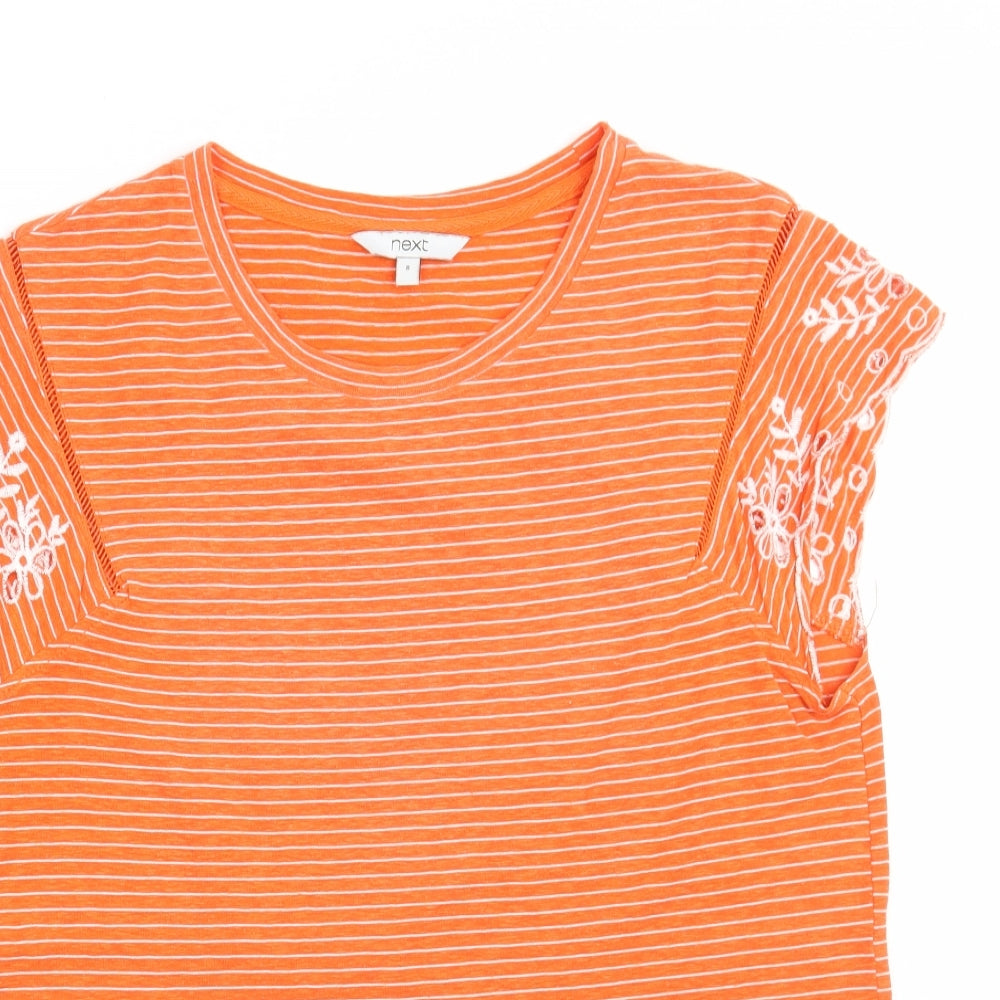 NEXT Womens Orange Striped  Basic T-Shirt Size 8