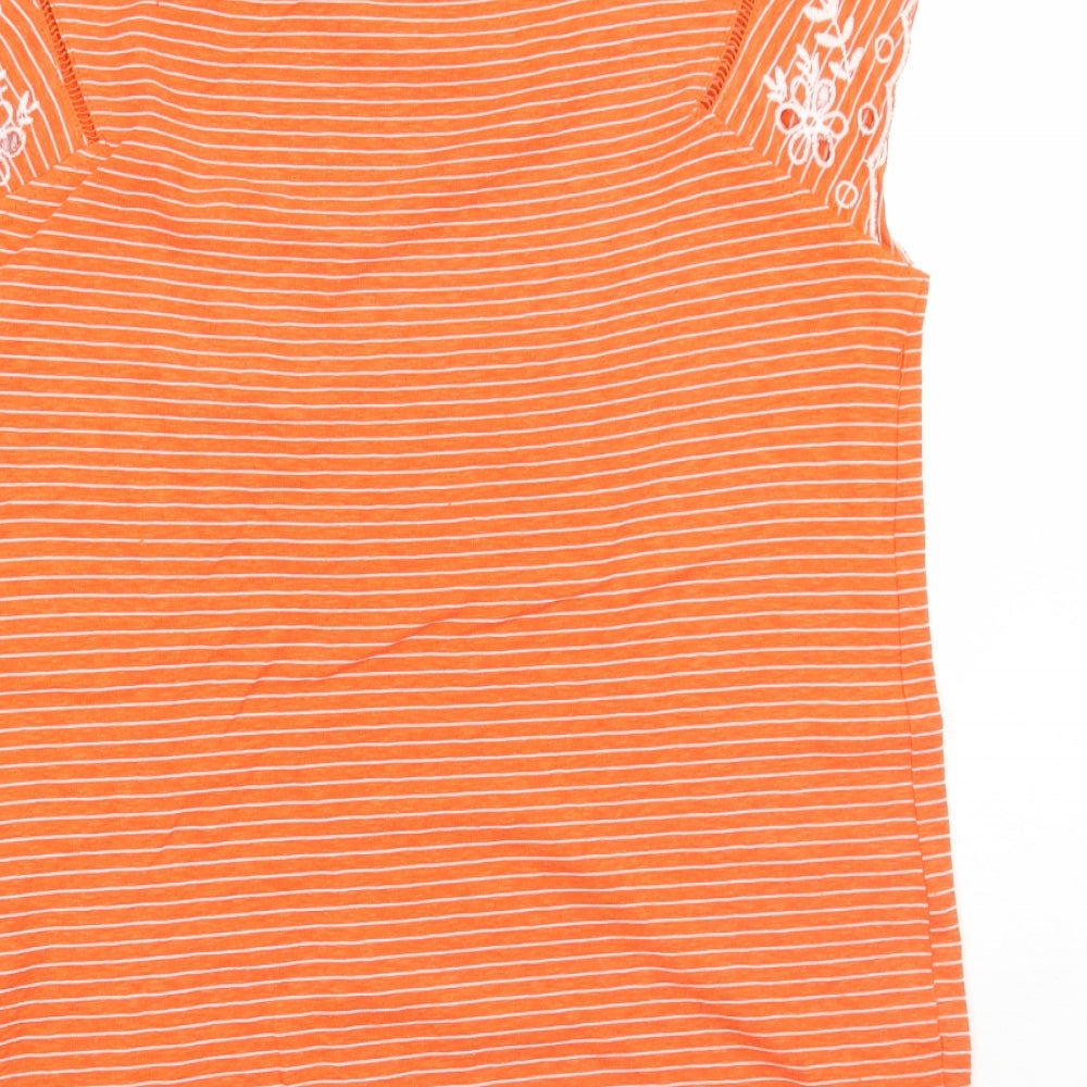 NEXT Womens Orange Striped  Basic T-Shirt Size 8