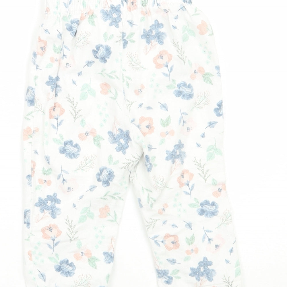 TU Girls White Floral  Sweatpants Trousers Size 12-18 Months