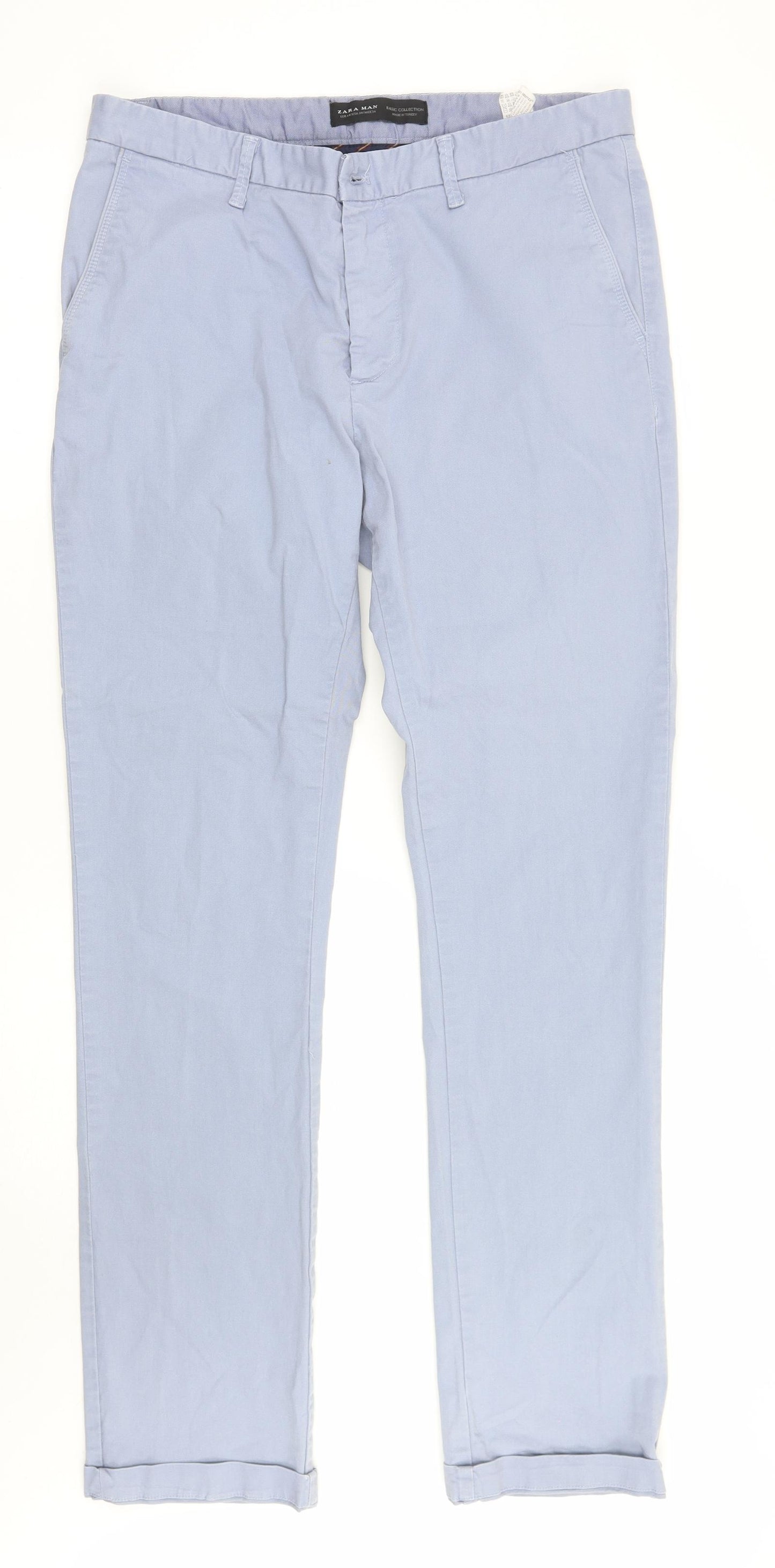 Zara Mens Blue   Chino Trousers Size 34 L32 in