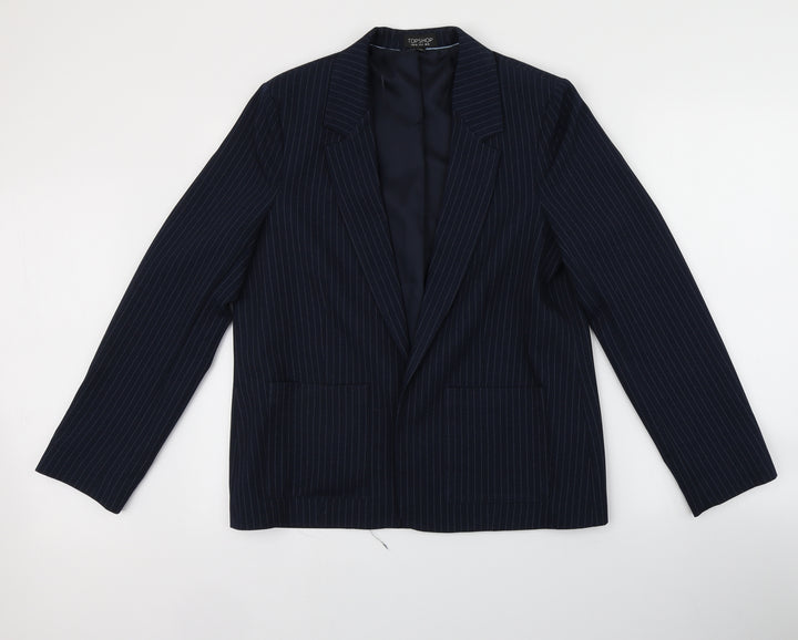 Topshop Womens Blue Jacket Suit Jacket Size 12