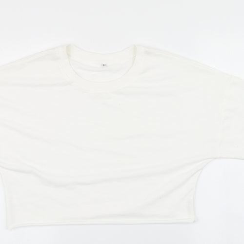 Preworn Womens White   Pullover Sweatshirt Size L