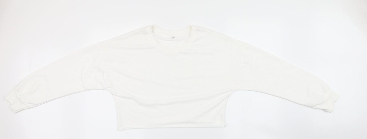 Preworn Womens White   Pullover Sweatshirt Size L