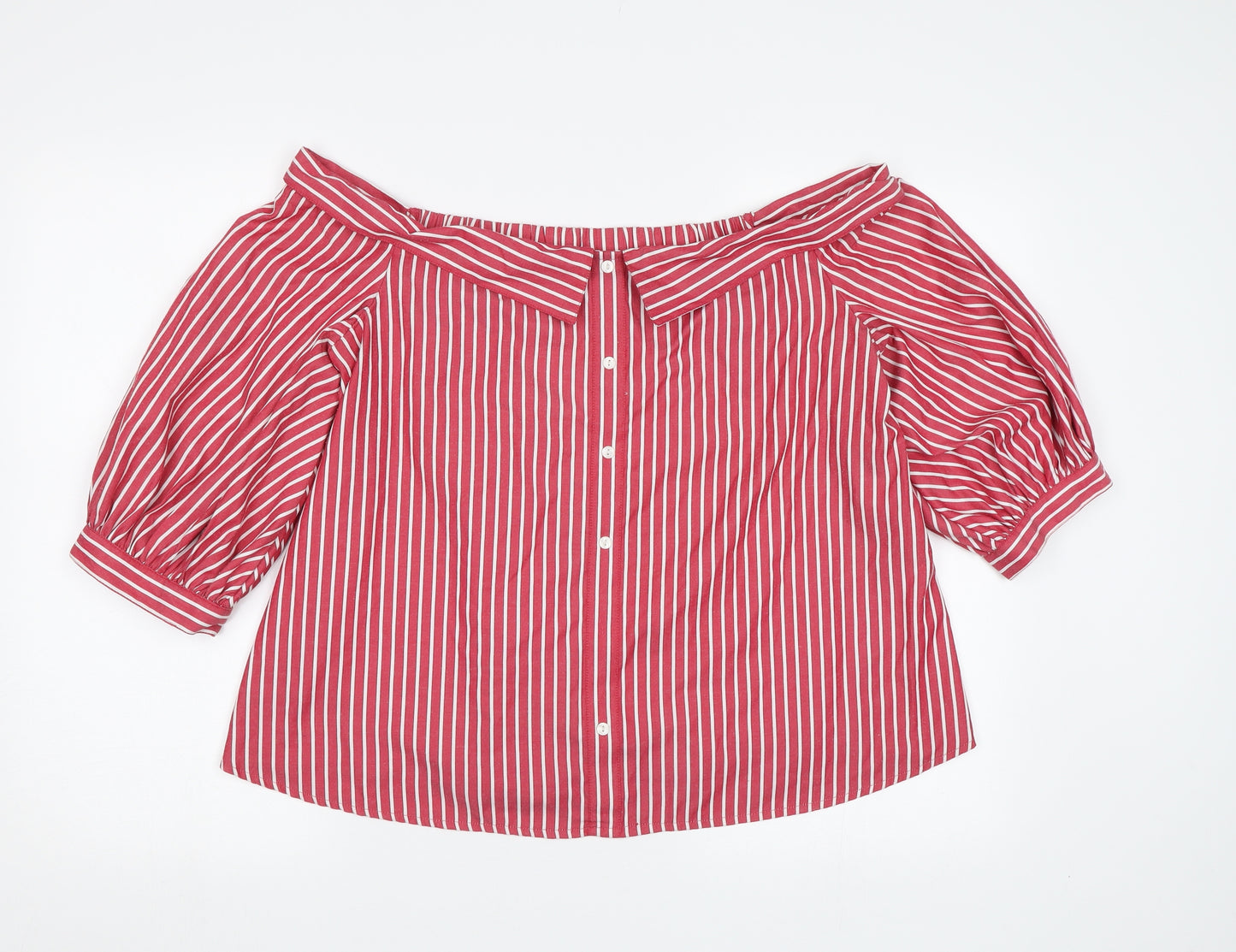 Per Una Womens Red Striped  Basic Blouse Size 14