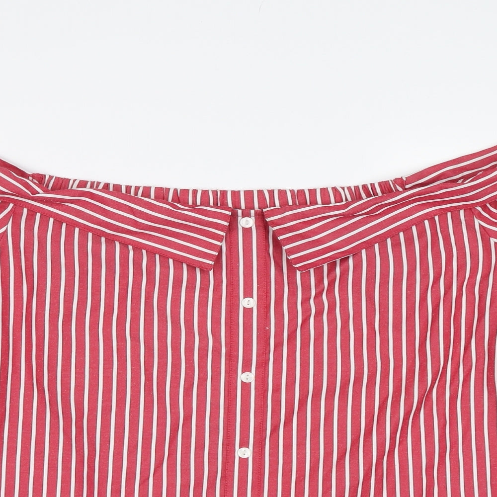 Per Una Womens Red Striped  Basic Blouse Size 14
