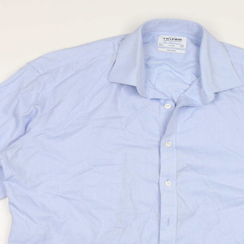 T.M.Lewin Mens Blue    Dress Shirt Size 17