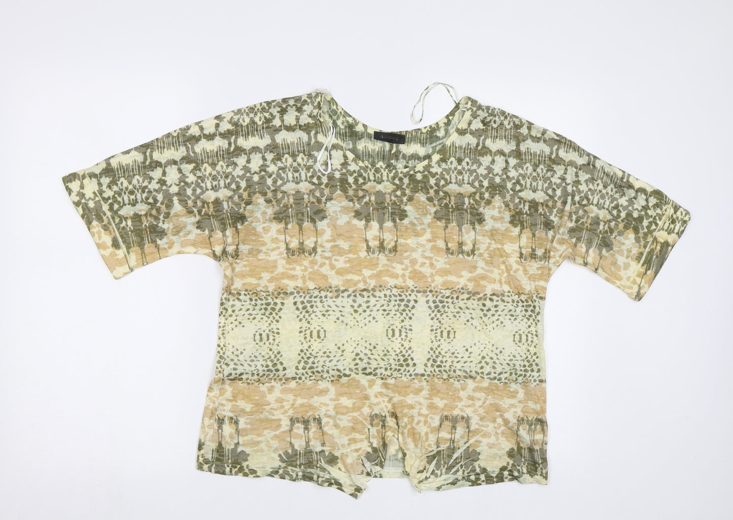 Claudia C Womens Green Geometric  Basic Blouse Size S