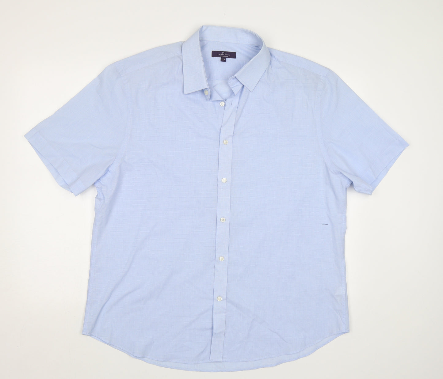 Tailor&Cutter Mens Blue Check   Dress Shirt Size 17.5