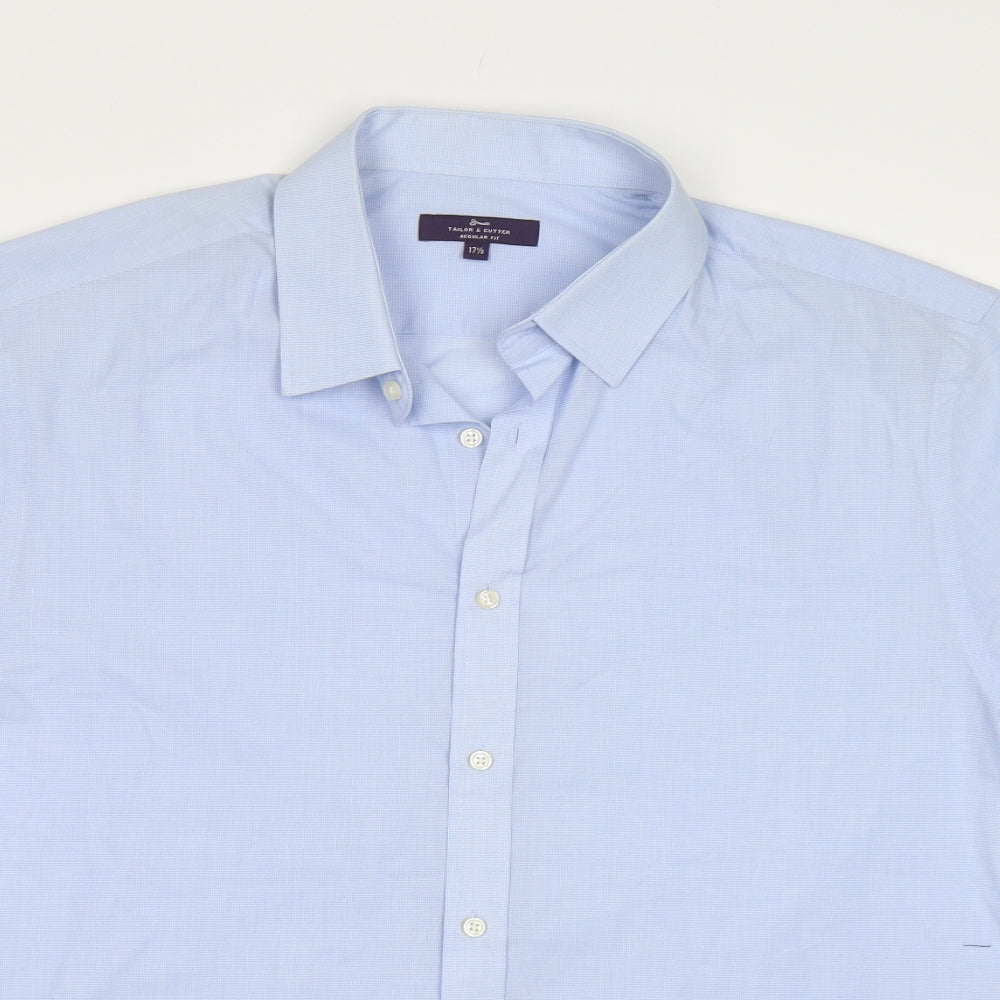 Tailor&Cutter Mens Blue Check   Dress Shirt Size 17.5