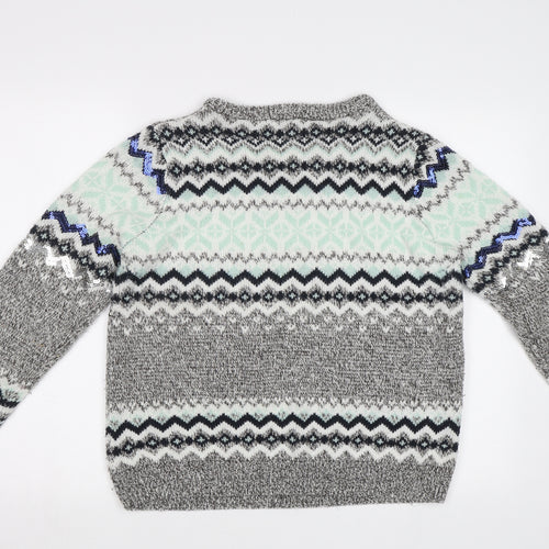 Avenue Womens Grey Fair Isle  Pullover Jumper Size 14  - Sequin detail