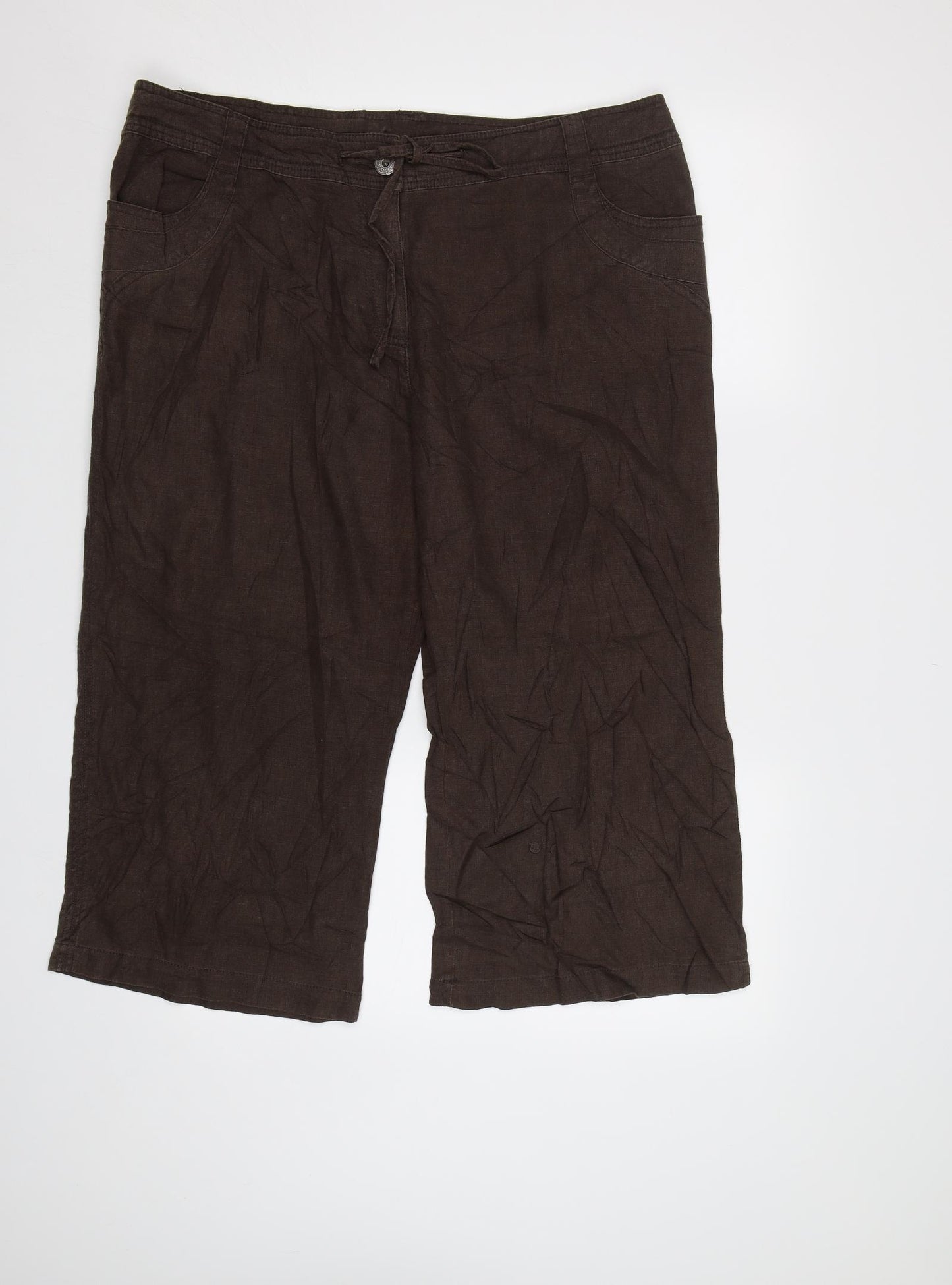 NEXT Womens Brown   Cropped Trousers Size 10 L23 in