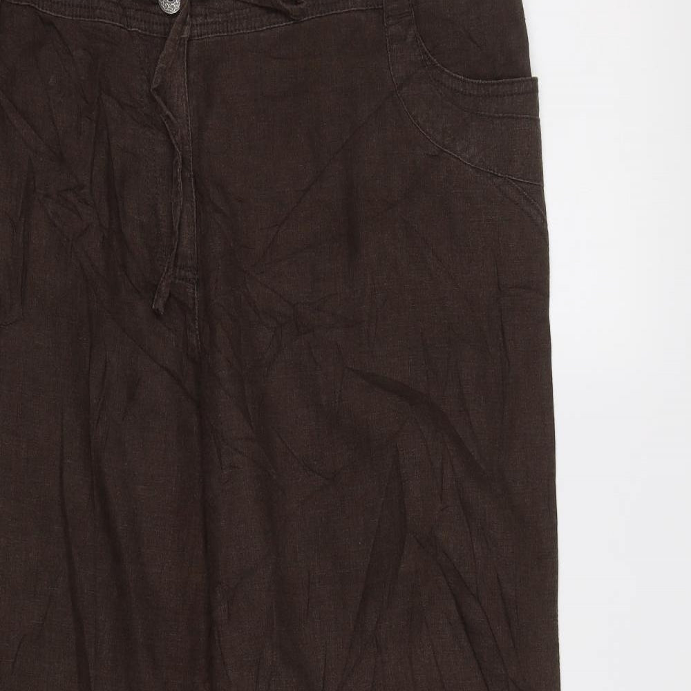 NEXT Womens Brown   Cropped Trousers Size 10 L23 in