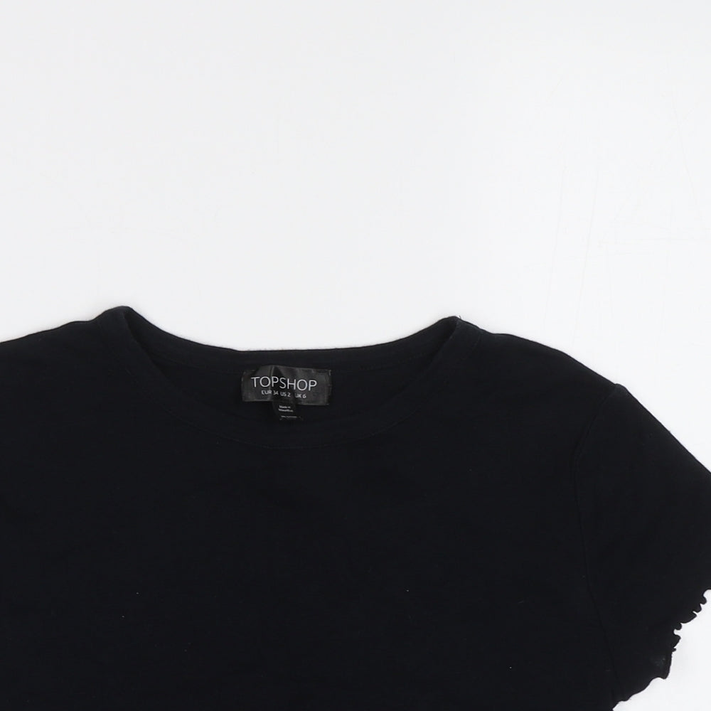 Topshop Womens Black   Cropped Polo Size 6