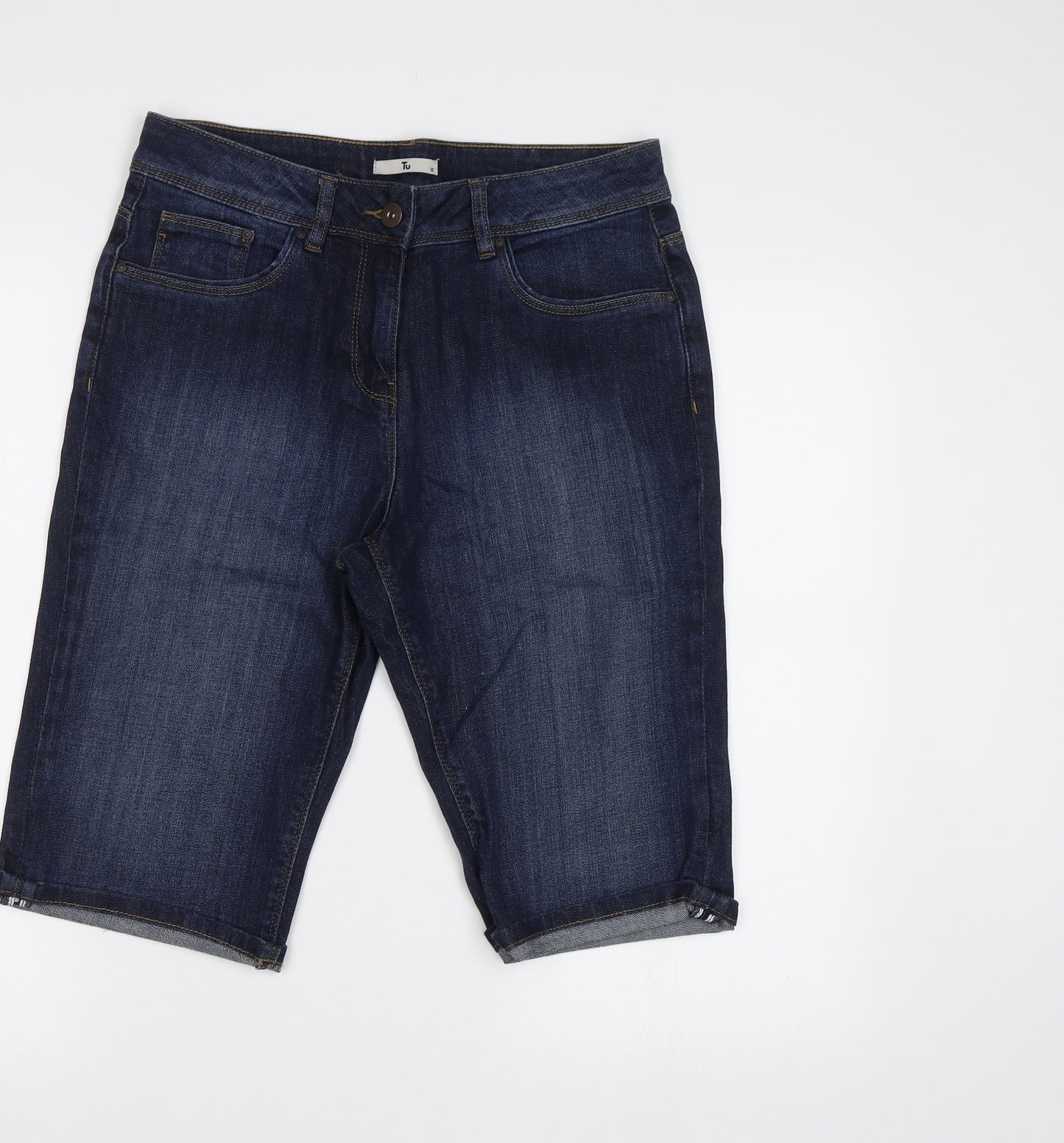 TU Womens Blue  Denim Chino Shorts Size 12