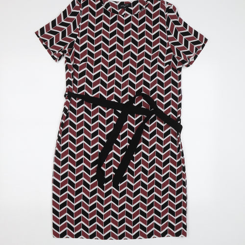 New Look Womens Red Geometric  Pencil Dress  Size 10