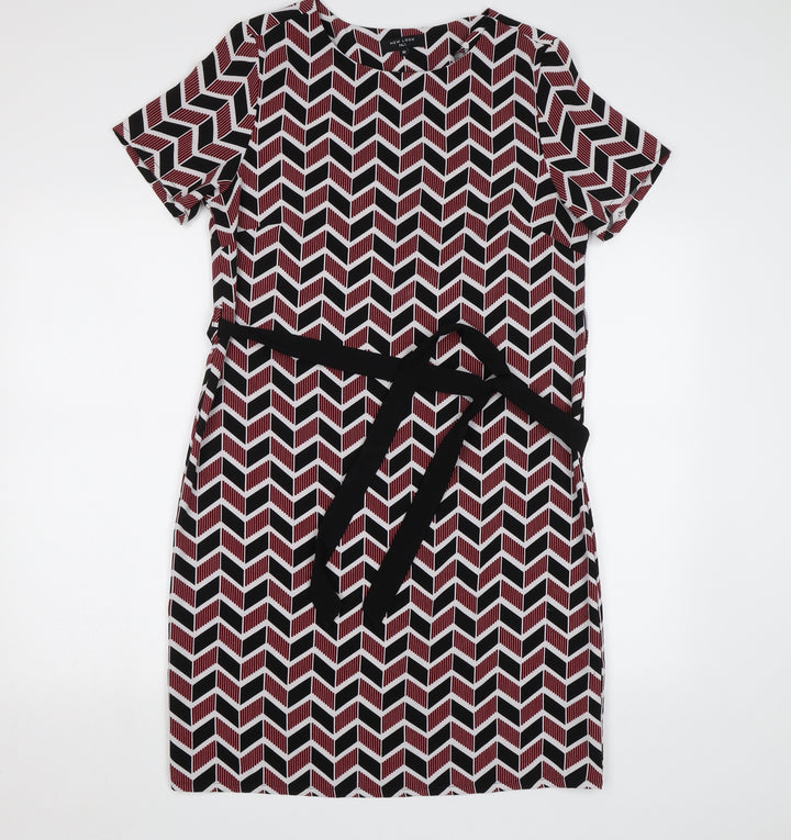 New Look Womens Red Geometric  Pencil Dress  Size 10