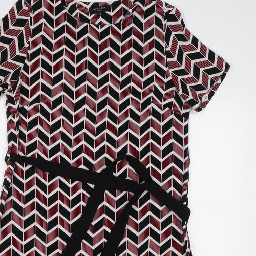 New Look Womens Red Geometric  Pencil Dress  Size 10