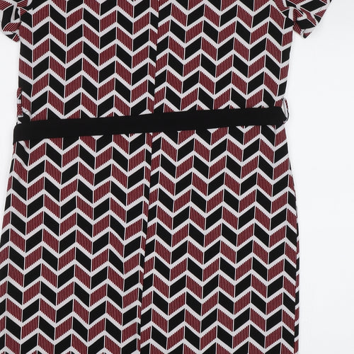New Look Womens Red Geometric  Pencil Dress  Size 10