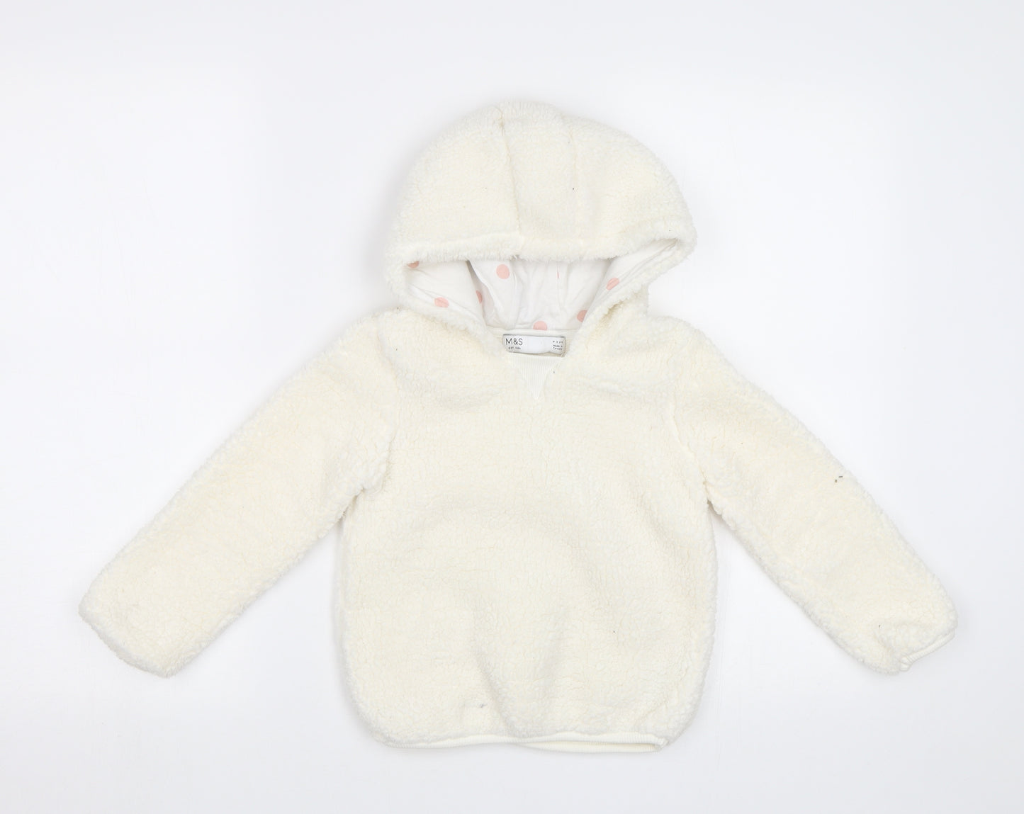 M&S Girls Ivory   Pullover Hoodie Size 4-5 Years