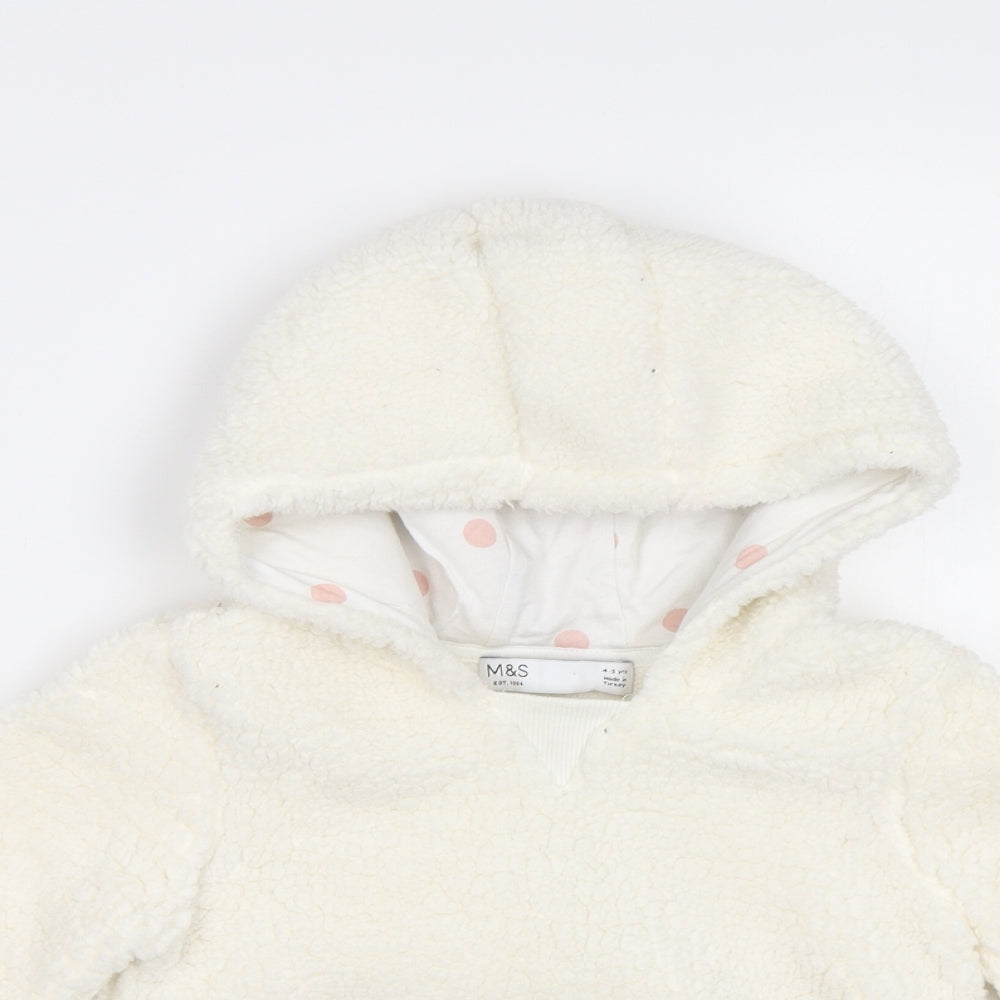M&S Girls Ivory   Pullover Hoodie Size 4-5 Years