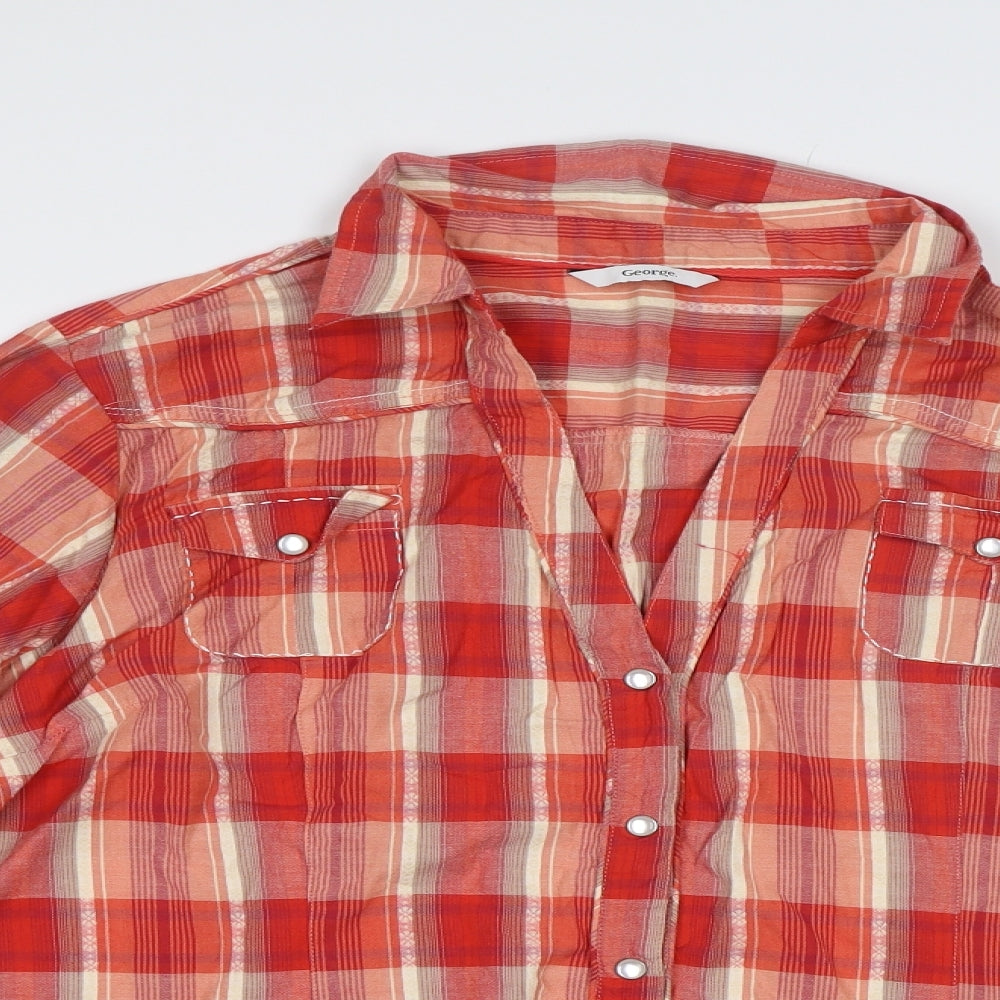 George Womens Orange Check  Basic Blouse Size 24